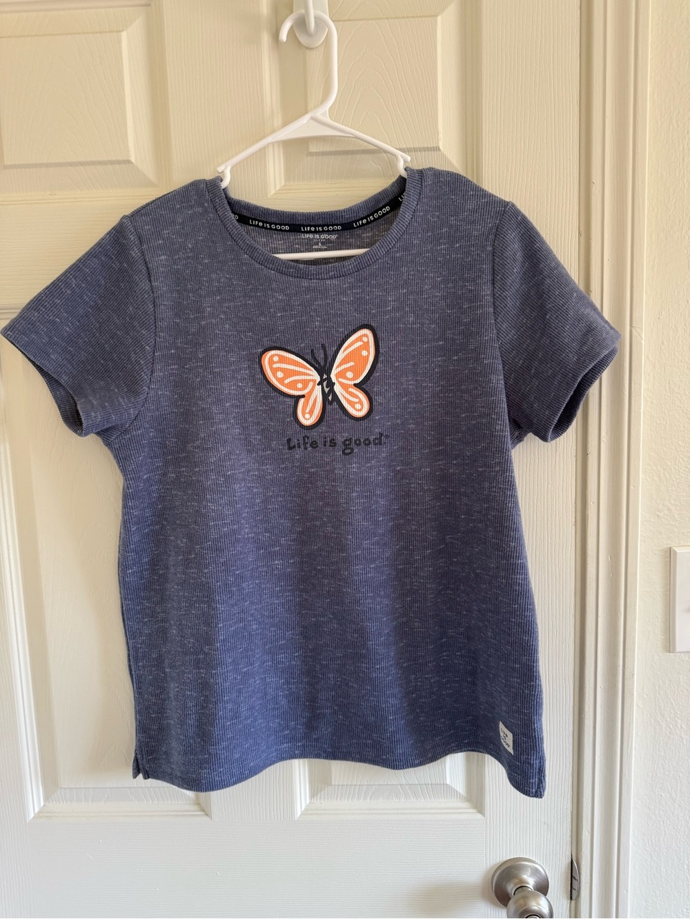 Life Is Good Blue Short-Sleeve Tee with Orange Butterfly